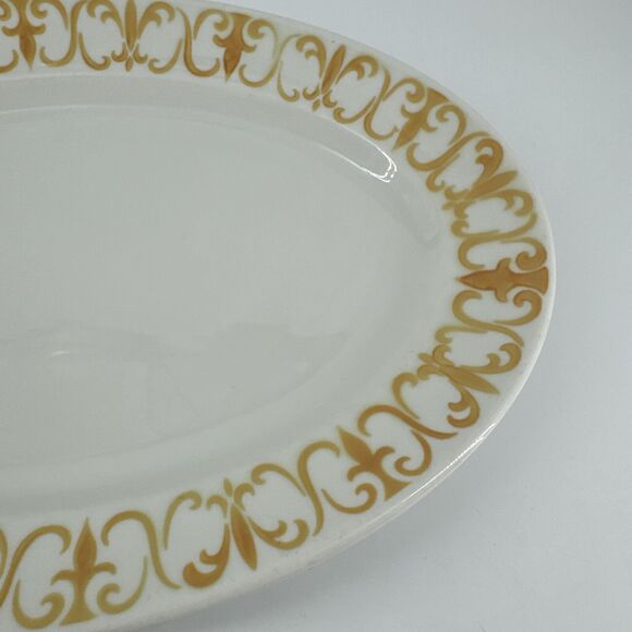 Platter Jackson China Gold Scroll pattern 13.5" L x 9.25” W Restaurantware MCM - Picture 7 of 13